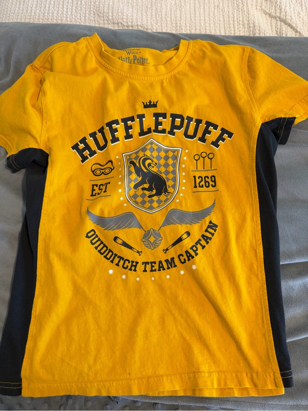 Warner Bros. Yellow & Black Hufflepuff Quidditch Team Captain Tee